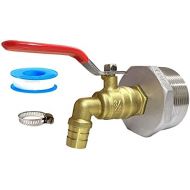 Generic 2 Drum Faucet 3/4 inch Brass Barrel Faucet with EPDM Gasket for 55 Gallon Drum Teflon Tape Included