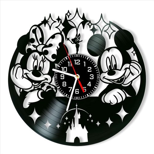 제네릭 [아마존베스트]Generic Mickey and Minnie Vinyl Clock, Mickey and Minnie Wall Clock 12 inch (30 cm), Original Gifts for Fans Mickey and Minnie, The Best Home Decorations, Unique Art Decor, Original Idea f