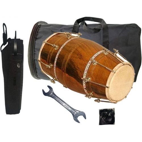 제네릭 [아마존베스트]Generic Giant Basket 1072 - Wooden Music Dholak Instrument, Drum Nuts and Bolts with Kit Carry Bag