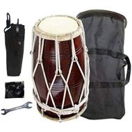 [아마존베스트]Generic Huge Basket 1073 - Wooden Dholak Musical Instrument Drum Nuts and Bolts with Tool Kit (Dark Brown)