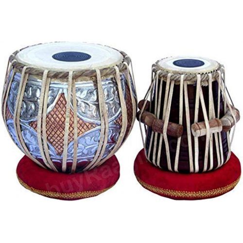 제네릭 [아마존베스트]Generic Modfash Concert Quality, 4 Kilograms, Copper Bayan Sheesham Dayan Tuneable Tabla Set Percussion Musical Instrument with