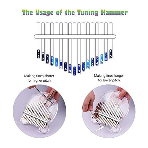 제네릭 [아마존베스트]Generic Kalimba 17 Keys Box Bear Rainbow Surface, Acrylic Thumb Piano Thumb Piano Finger Musical Instruments with Tuning Hammer for Children Adults Beginners Birthday Gift