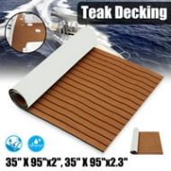 Generic 1Pcs 35.4 x 106.30 Marine Boat Sheet Teak Decking Boat Flooring Mats Yacht Flooring EVA Foam Floor Sheet Self-Adhesive Mat, 5mm/6mm Thickness
