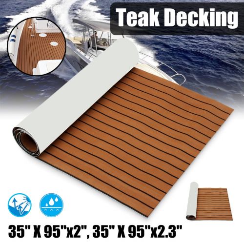 제네릭 Generic 1Pcs 35.4 x 106.30 Marine Boat Sheet Teak Decking Boat Flooring Mats Yacht Flooring EVA Foam Floor Sheet Self-Adhesive Mat, 5mm/6mm Thickness