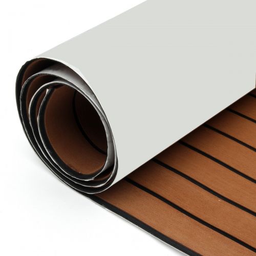 제네릭 Generic 1Pcs 35.4 x 106.30 Marine Boat Sheet Teak Decking Boat Flooring Mats Yacht Flooring EVA Foam Floor Sheet Self-Adhesive Mat, 5mm/6mm Thickness