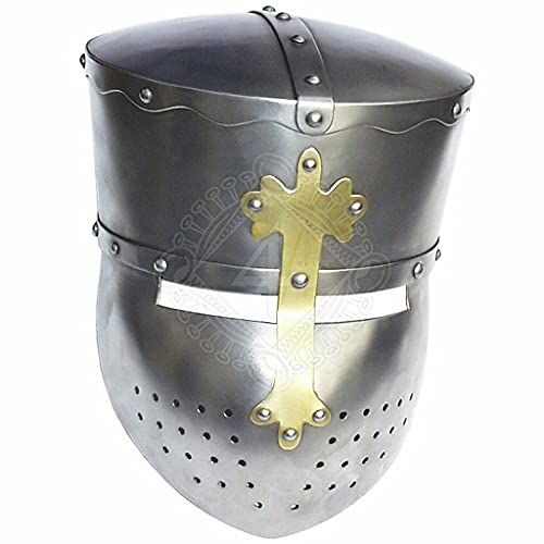제네릭 할로윈 용품Generic 18 gauge Steel Medieval Barbiere Great Helmet Knight Templar Helmet Halloween Costume