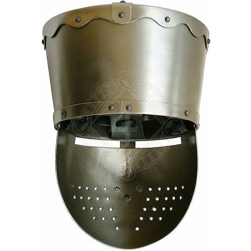 제네릭 할로윈 용품Generic 18 gauge Steel Medieval Barbiere Great Helmet Knight Templar Helmet Halloween Costume