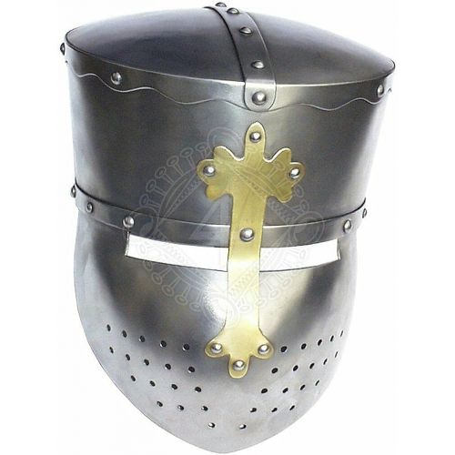 제네릭 할로윈 용품Generic 18 gauge Steel Medieval Barbiere Great Helmet Knight Templar Helmet Halloween Costume