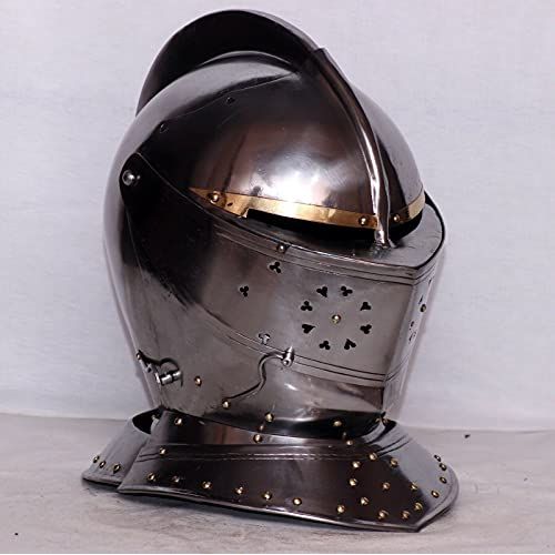 제네릭 할로윈 용품Generic 18GA Wearable Medieval Warrior SCA LARP Battle Close Helmet With Visor Halloween Costume
