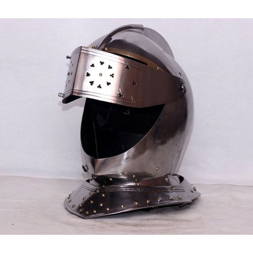 제네릭 할로윈 용품Generic 18GA Wearable Medieval Warrior SCA LARP Battle Close Helmet With Visor Halloween Costume