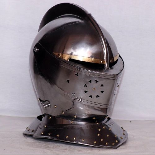 제네릭 할로윈 용품Generic 18GA Wearable Medieval Warrior SCA LARP Battle Close Helmet With Visor Halloween Costume