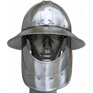 Generic GlobalMart 18 gauge Steel Medieval Knight Kettle Iron helmet with iron beard Halloween costume