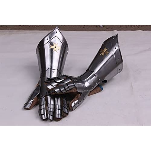 제네릭 할로윈 용품Generic GlobalMart Vintage 18 Guage Steel Medieval Knight Gothic Pair Of Gauntlets Gloves Armor Halloween Costume