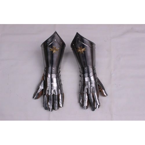 제네릭 할로윈 용품Generic GlobalMart Vintage 18 Guage Steel Medieval Knight Gothic Pair Of Gauntlets Gloves Armor Halloween Costume