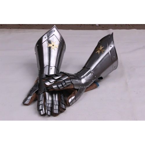 제네릭 할로윈 용품Generic GlobalMart Vintage 18 Guage Steel Medieval Knight Gothic Pair Of Gauntlets Gloves Armor Halloween Costume