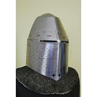 Generic GlobalMart Custom SCA HNB 14 Gauge Steel Medieval Griffin Great Helmet w Aventail Halloween costume