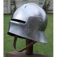 Generic 18 gauge Steel Medieval Knight Visor Sallet Helmet about 1460 Halloween Costume