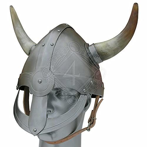 제네릭 할로윈 용품Generic GlobalMart 18 gauge Steel Medieval Knight Viking helmet with front shiled and horns Halloween costume