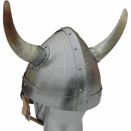 제네릭 할로윈 용품Generic GlobalMart 18 gauge Steel Medieval Knight Viking helmet with front shiled and horns Halloween costume