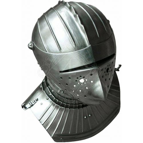 제네릭 할로윈 용품Generic Custom SCA HNB 14 Gauge Steel Medieval Tournament Maximilian Close helmet Halloween Costume