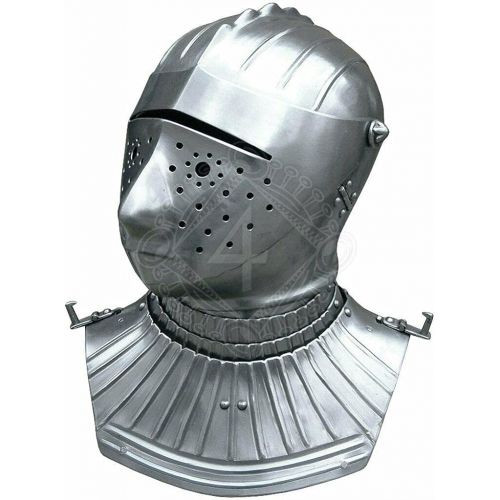 제네릭 할로윈 용품Generic Custom SCA HNB 14 Gauge Steel Medieval Tournament Maximilian Close helmet Halloween Costume