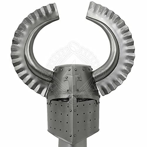 제네릭 할로윈 용품Generic 18 gauge Steel Medieval Knight Great helmet with Teutonic crest Halloween Costume