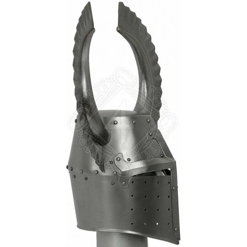 제네릭 할로윈 용품Generic 18 gauge Steel Medieval Knight Great helmet with Teutonic crest Halloween Costume