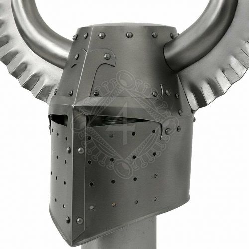 제네릭 할로윈 용품Generic 18 gauge Steel Medieval Knight Great helmet with Teutonic crest Halloween Costume