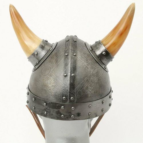 제네릭 할로윈 용품Generic GlobalMart 18 gauge Steel Medieval Knight Viking helm with nasal and horns Halloween costume