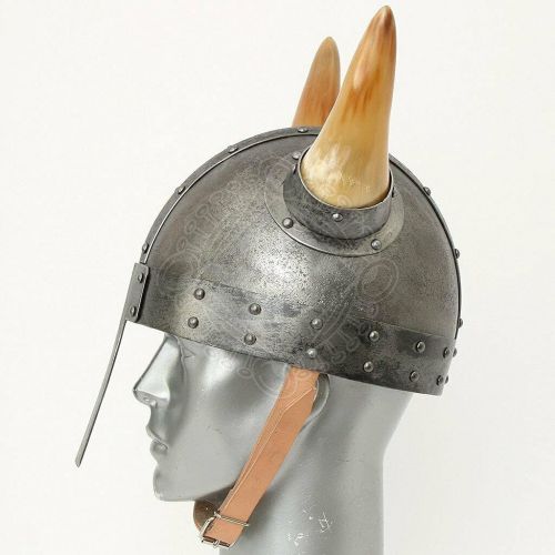 제네릭 할로윈 용품Generic GlobalMart 18 gauge Steel Medieval Knight Viking helm with nasal and horns Halloween costume