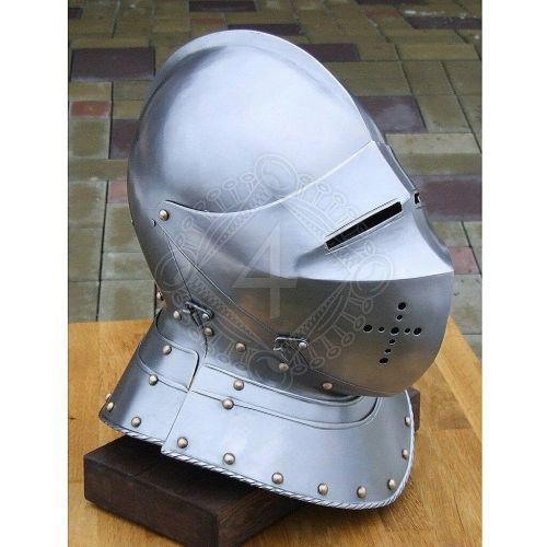 제네릭 할로윈 용품Generic SCA HNB 14 Gauge Steel Medieval Tournament Armet Battle Close Helmet Halloween Costume