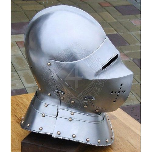 제네릭 할로윈 용품Generic SCA HNB 14 Gauge Steel Medieval Tournament Armet Battle Close Helmet Halloween Costume