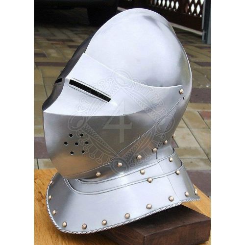 제네릭 할로윈 용품Generic SCA HNB 14 Gauge Steel Medieval Tournament Armet Battle Close Helmet Halloween Costume
