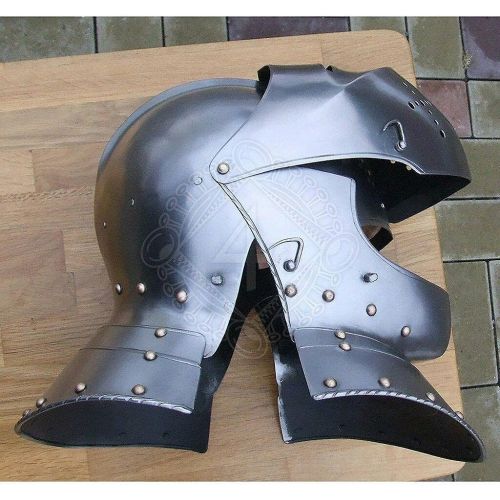 제네릭 할로윈 용품Generic SCA HNB 14 Gauge Steel Medieval Tournament Armet Battle Close Helmet Halloween Costume