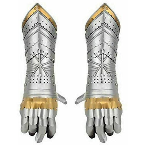 제네릭 할로윈 용품Generic GlobalMart Gauntlet Gloves Armor Pair w Brass Accents - Medieval Knight Hal Halloween Costume