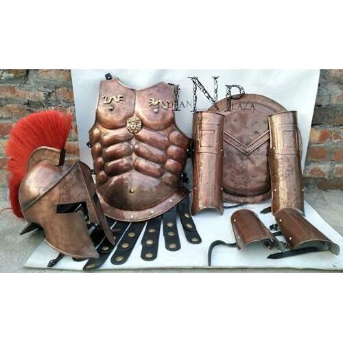 제네릭 할로윈 용품Generic GlobalMart GREAT King Leonidas Medieval 300 Spartan Helmet, Shield, Arm & Leg Guard Muscle Halloween Costume