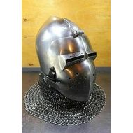 Generic GlobalMart Antique Custom SCA HNB 14 Gauge Steel Medieval Combat Pig Faced Bascinet Helmet Halloween costume