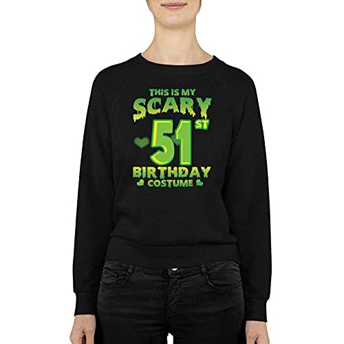 제네릭 할로윈 용품Generic Funny THIS IS MY SCARY ST 51 BIRTHDAY COSTUME Present For Birthday,Anniversary,Halloween S Black Crewneck Pullover Sweatshirt