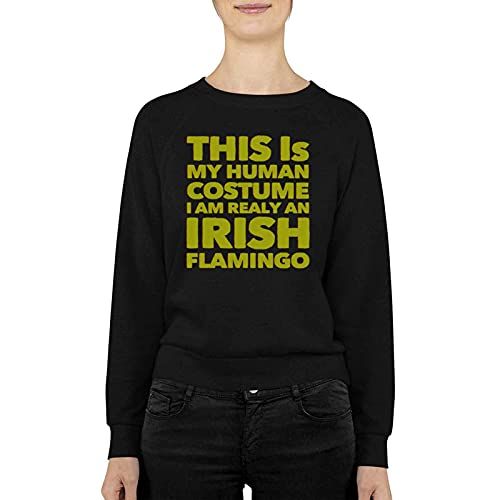 제네릭 할로윈 용품Generic Funny This Is My Human Costume i Am Realy An Irish Flamingo Present For Birthday,Anniversary,Halloween s Black Crewneck Pullover Sweatshirt