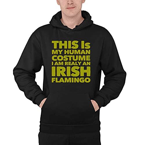 제네릭 할로윈 용품Generic Funny This Is My Human Costume i Am Realy An Irish Flamingo Present For Birthday,Anniversary,Halloween s Black Pullover Hoodie Sweatshirt