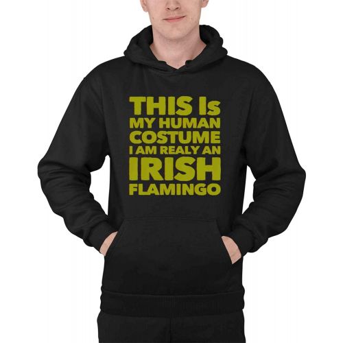 제네릭 할로윈 용품Generic Funny This Is My Human Costume i Am Realy An Irish Flamingo Present For Birthday,Anniversary,Halloween s Black Pullover Hoodie Sweatshirt