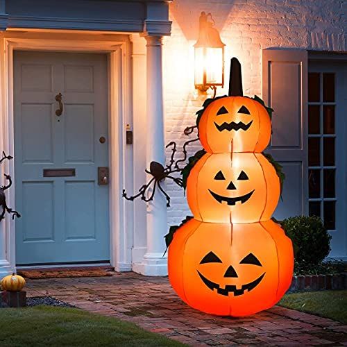 제네릭 할로윈 용품Generic Mayjooy 6FT Halloween Inflatable Pumpkin Combo Decor, Halloween Blow Up Decoration w/3 Stacked LED Lights for Lawn Yard Home Party, Outdoor Indoor Halloween Pumpkin Lamp