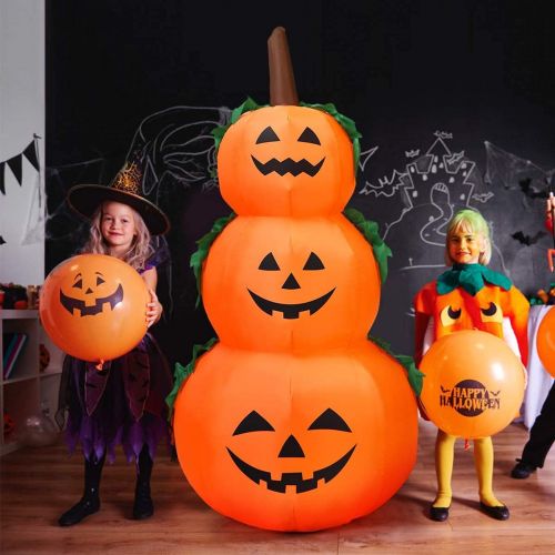 제네릭 할로윈 용품Generic Mayjooy 6FT Halloween Inflatable Pumpkin Combo Decor, Halloween Blow Up Decoration w/3 Stacked LED Lights for Lawn Yard Home Party, Outdoor Indoor Halloween Pumpkin Lamp