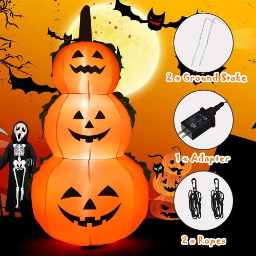 제네릭 할로윈 용품Generic Mayjooy 6FT Halloween Inflatable Pumpkin Combo Decor, Halloween Blow Up Decoration w/3 Stacked LED Lights for Lawn Yard Home Party, Outdoor Indoor Halloween Pumpkin Lamp