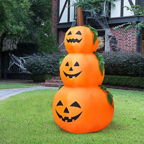 제네릭 할로윈 용품Generic Mayjooy 6FT Halloween Inflatable Pumpkin Combo Decor, Halloween Blow Up Decoration w/3 Stacked LED Lights for Lawn Yard Home Party, Outdoor Indoor Halloween Pumpkin Lamp