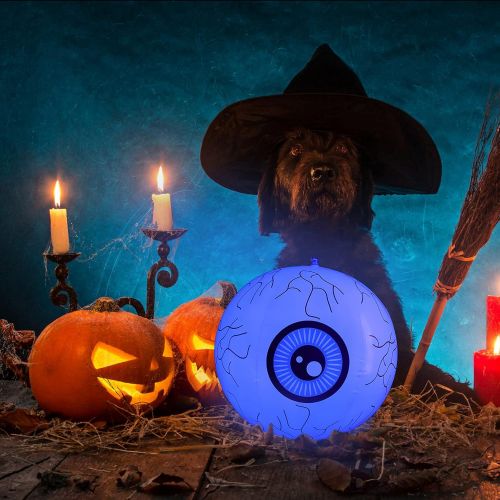 제네릭 할로윈 용품generic 1 Set Halloween Inflatable Eyeball Inflatable LED Light Up Eyeball LED Blow Up Lighted Decor for Halloween Outdoor Yard Lawn Decoration 16 Inch White