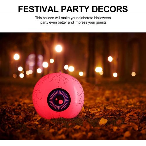 제네릭 할로윈 용품generic 1 Set Halloween Inflatable Eyeball Inflatable LED Light Up Eyeball LED Blow Up Lighted Decor for Halloween Outdoor Yard Lawn Decoration 16 Inch White