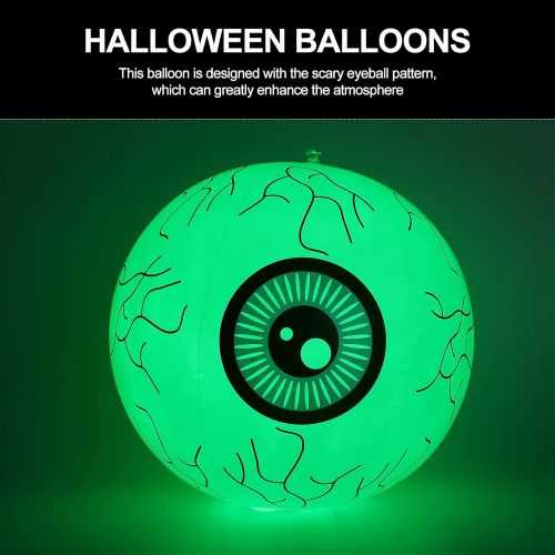 제네릭 할로윈 용품generic 1 Set Halloween Inflatable Eyeball Inflatable LED Light Up Eyeball LED Blow Up Lighted Decor for Halloween Outdoor Yard Lawn Decoration 16 Inch White