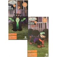 Generic Gemmy 4 Airblown Inflatable Weiner Dog in Halloween Costume & 4 Winged Black/Green Dragon