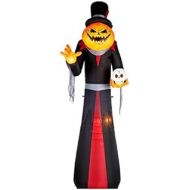 Generic Halloween Inflatable Giant Sized Pumpkin Head Reaper in Top Hat | 12ft Tall Air Blown Inflatable Pumpkin Reaper with Skull in Hand